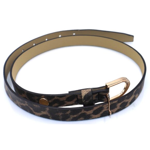 Steve Madden Leopard Print Skinny Belt Gold Buckle Glam Rock Retro Aesthetic - Picture 1 of 5